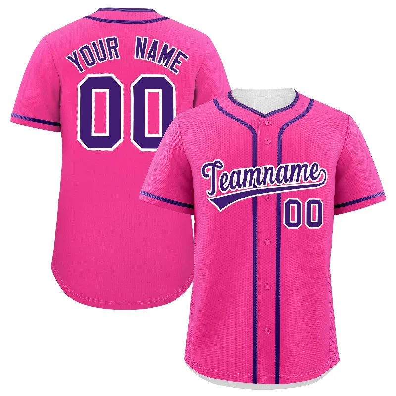Custom Pink Purple Personalized Classic Authentic Baseball Jersey Vacation