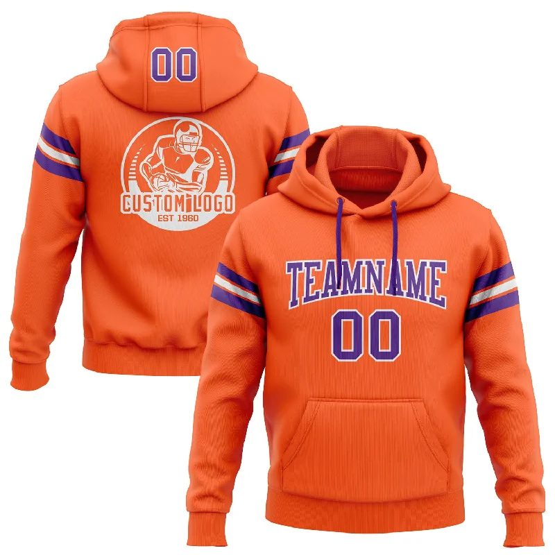 Custom Stitched Orange Purple-White Football Pullover Sweatshirt Hoodie Streetwear Style Custom Stitched Orange Purple-White Football Pullover Sweatshirt Hoodie Streetwear Style