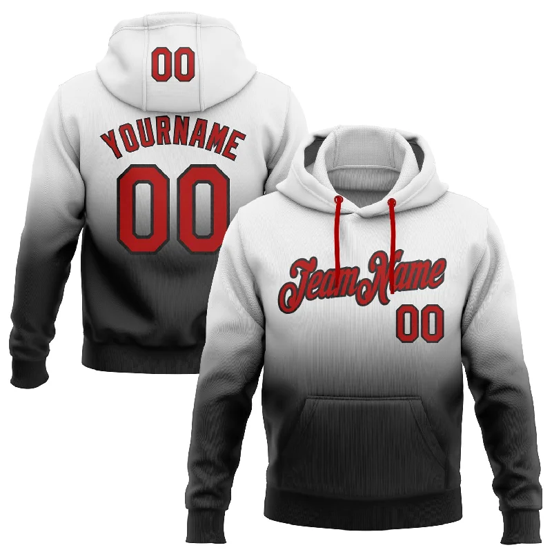 Custom Stitched White Red-Black Fade Fashion Sports Pullover Sweatshirt Hoodie Monochromatic All Custom Stitched White Red-Black Fade Fashion Sports Pullover Sweatshirt Hoodie Monochromatic All