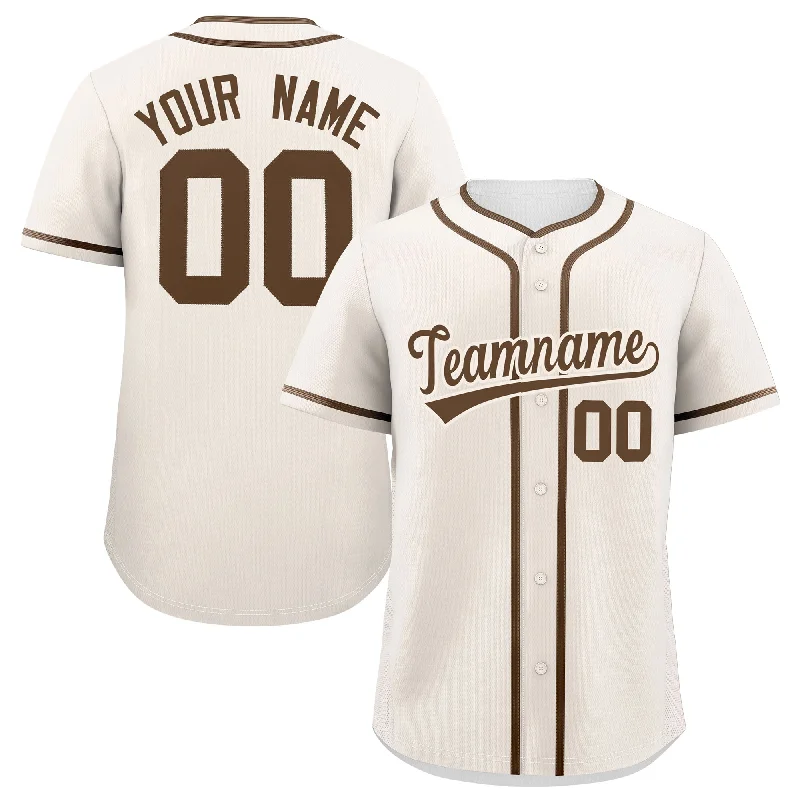 Custom Cream Light Brown Personalized Classic Authentic Baseball Jersey Sporty Men's Athleisure Custom Cream Light Brown Personalized Classic Authentic Baseball Jersey Sporty Men's Athleisure