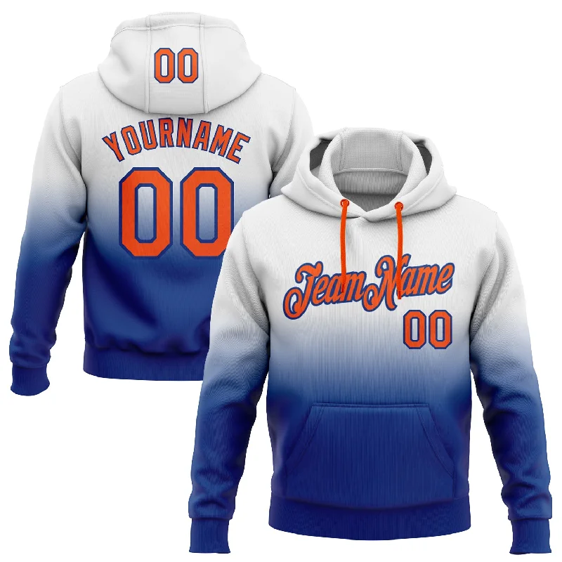 Custom Stitched White Orange-Royal Fade Fashion Sports Pullover Sweatshirt Hoodie Athletic Men's Compression Custom Stitched White Orange-Royal Fade Fashion Sports Pullover Sweatshirt Hoodie Athletic Men's Compression