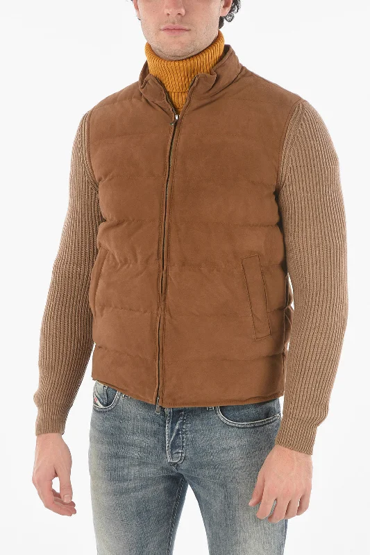 Altea Suede Leather Jeff Jacket With Wolly Sleeves Youthful Men's Pop