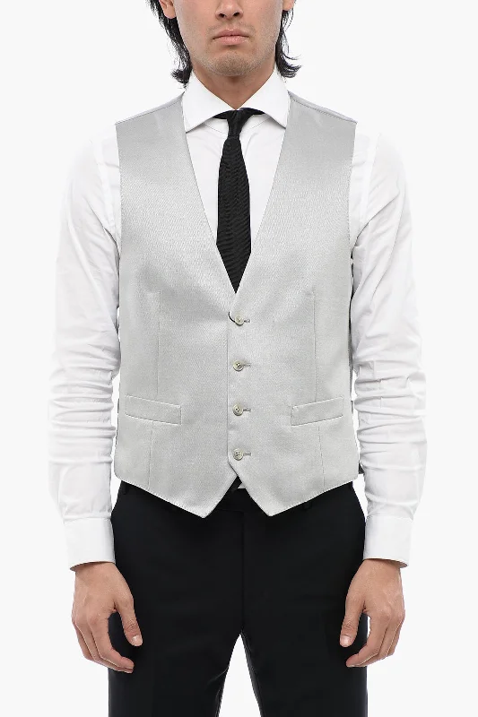 Corneliani Cc Collection Two-Tone Wool Blend Retailored Waistcoat Cool Men's Distressed Corneliani Cc Collection Two-Tone Wool Blend Retailored Waistcoat Cool Men's Distressed