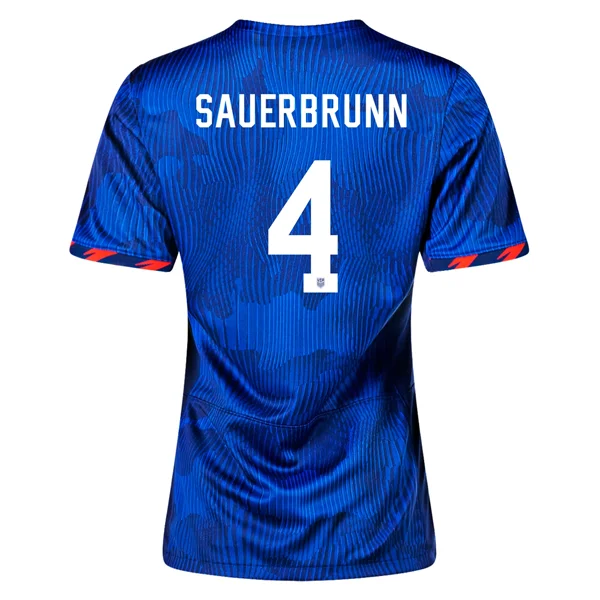 Nike Womens United States Becky Sauerbrunn 4 Star Away Jersey 23/24 w/ 2019 World Cup Champion Patch (Hyper Royal/Loyal Blue) Dapper Men's Bow