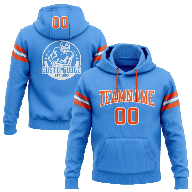 Custom Stitched Powder Blue Orange-White Football Pullover Sweatshirt Hoodie Dynamic Men's Moto Custom Stitched Powder Blue Orange-White Football Pullover Sweatshirt Hoodie Dynamic Men's Moto