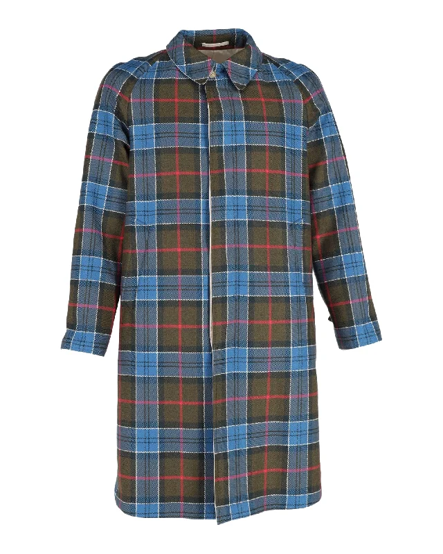 Gucci Tartan Coat with Tiger Graphic in Multicolor Wool Hip Men's Urban