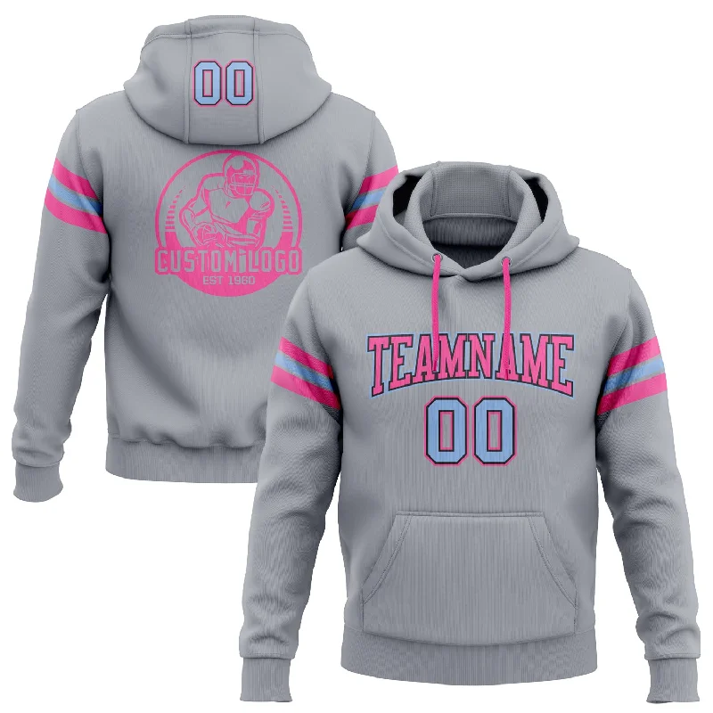 Custom Stitched Gray Light Blue Black-Pink Football Pullover Sweatshirt Hoodie Trendy Men's Scandinavian Custom Stitched Gray Light Blue Black-Pink Football Pullover Sweatshirt Hoodie Trendy Men's Scandinavian