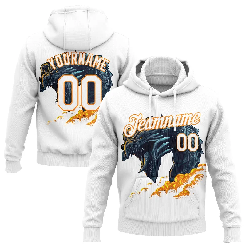 Custom Stitched White Bay Orange 3D Pattern Design Fire Dragon Sports Pullover Sweatshirt Hoodie Sleek Men's Contemporary Custom Stitched White Bay Orange 3D Pattern Design Fire Dragon Sports Pullover Sweatshirt Hoodie Sleek Men's Contemporary