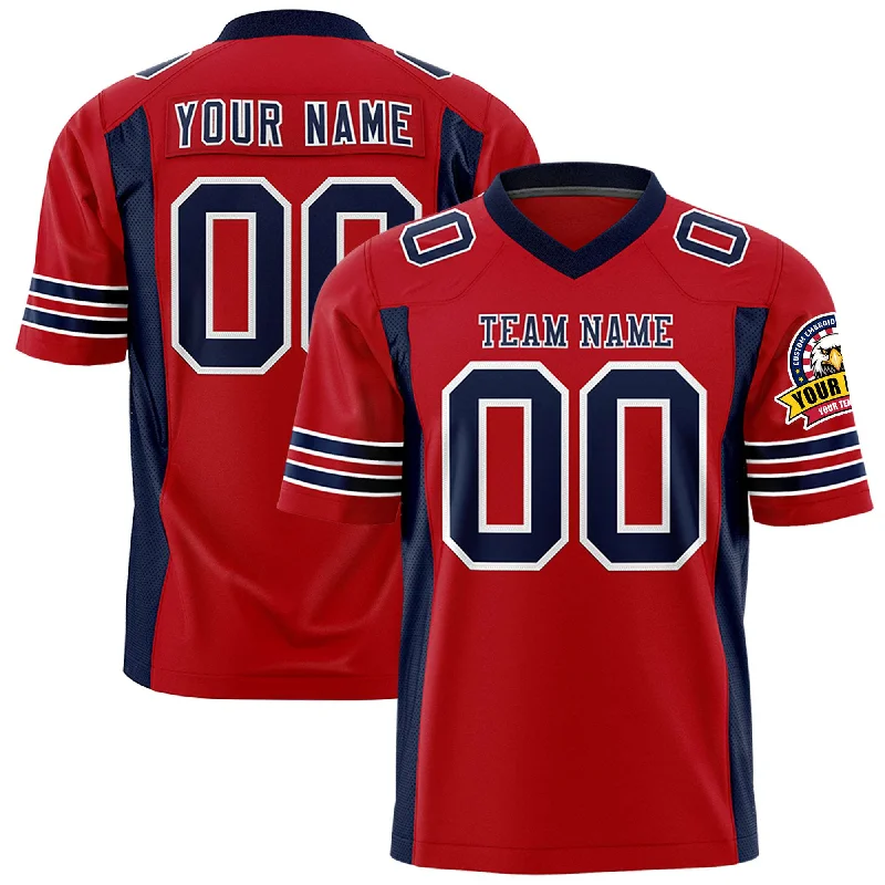Custom Red Navy Personalized Insert Color Design Authentic Football Jersey Hip Men's Retro Custom Red Navy Personalized Insert Color Design Authentic Football Jersey Hip Men's Retro