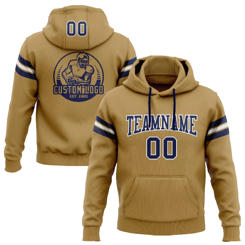 Custom Stitched Old Gold Navy-White Football Pullover Sweatshirt Hoodie Hip Men's Retro Custom Stitched Old Gold Navy-White Football Pullover Sweatshirt Hoodie Hip Men's Retro