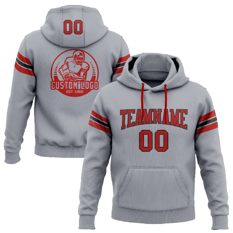 Custom Stitched Gray Red-Black Football Pullover Sweatshirt Hoodie Polished Men's Silk Custom Stitched Gray Red-Black Football Pullover Sweatshirt Hoodie Polished Men's Silk