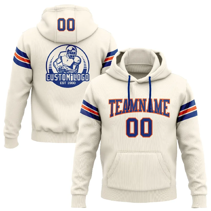 Custom Stitched Cream Royal-Orange Football Pullover Sweatshirt Hoodie Elegant Men's Cashmere Custom Stitched Cream Royal-Orange Football Pullover Sweatshirt Hoodie Elegant Men's Cashmere