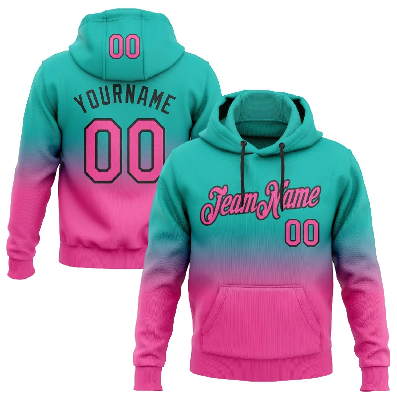 Custom Stitched Aqua Pink-Black Fade Fashion Sports Pullover Sweatshirt Hoodie Elegant Men's Cashmere Custom Stitched Aqua Pink-Black Fade Fashion Sports Pullover Sweatshirt Hoodie Elegant Men's Cashmere