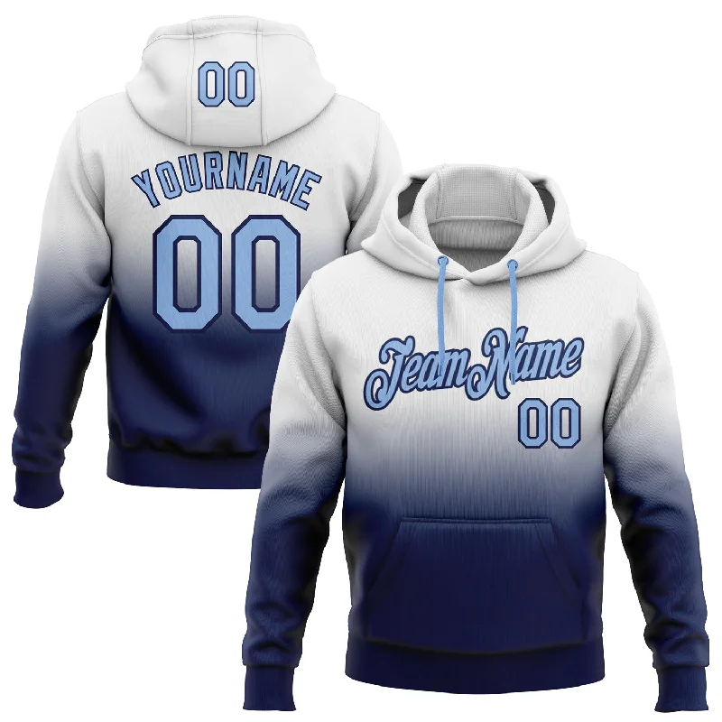 Custom Stitched White Light Blue-Navy Fade Fashion Sports Pullover Sweatshirt Hoodie Adventure Custom Stitched White Light Blue-Navy Fade Fashion Sports Pullover Sweatshirt Hoodie Adventure