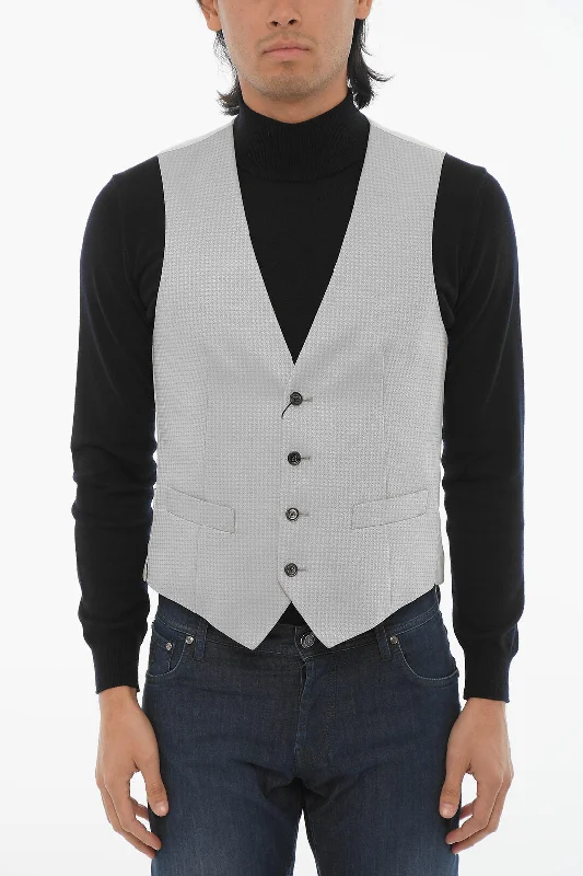 Corneliani Cc Collection Wool Blend Waistcoat With Contrasting Buttons Beach