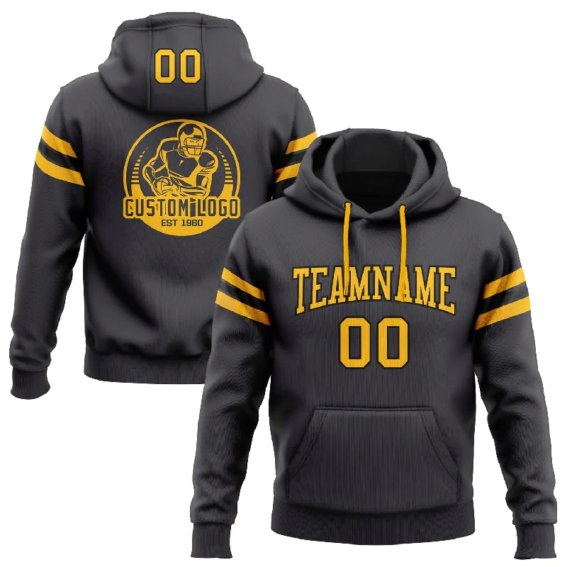 Custom Stitched Steel Gray Gold-Black Football Pullover Sweatshirt Hoodie Practical Men's Quick Custom Stitched Steel Gray Gold-Black Football Pullover Sweatshirt Hoodie Practical Men's Quick