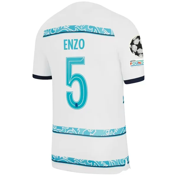Nike Chelsea Enzo Away Jersey w/ Champions League + Club World Cup Patches 22/23 (White/College Navy) Business Nike Chelsea Enzo Away Jersey w/ Champions League + Club World Cup Patches 22/23 (White/College Navy) Business