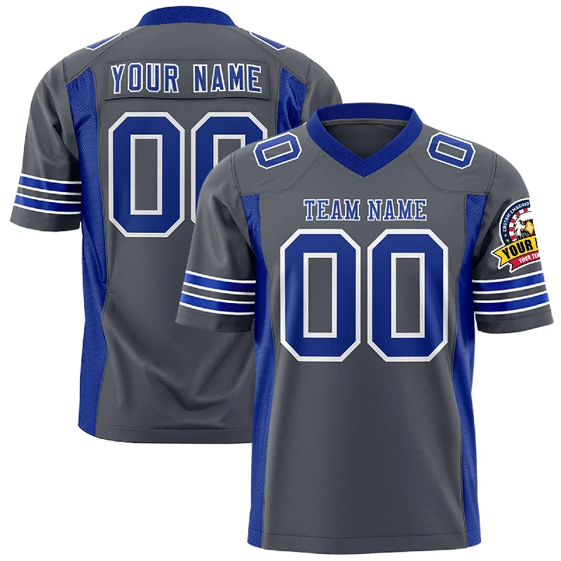 Custom Dark Gray Royal Personalized Insert Color Design Authentic Football Jersey Hip Men's Urban Custom Dark Gray Royal Personalized Insert Color Design Authentic Football Jersey Hip Men's Urban
