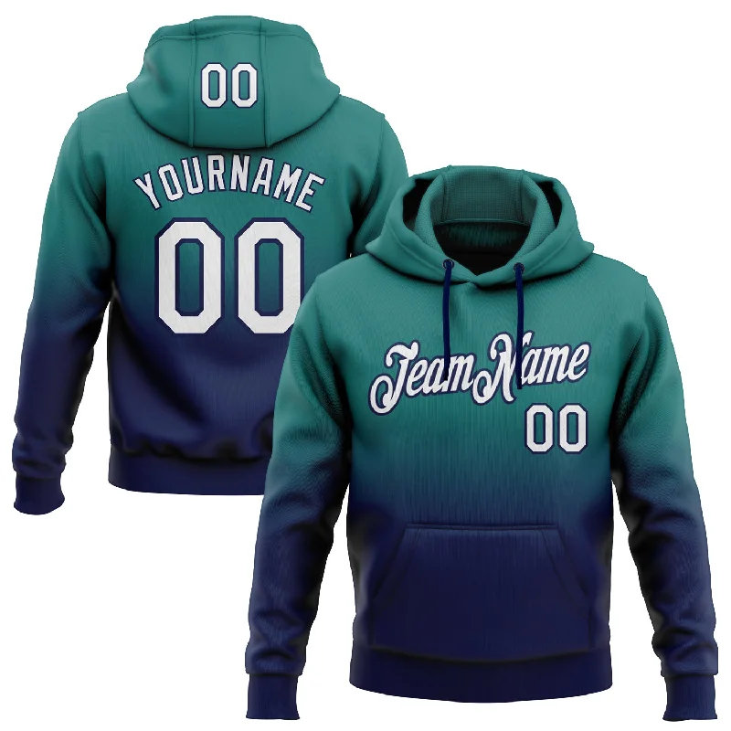 Custom Stitched Teal White-Navy Fade Fashion Sports Pullover Sweatshirt Hoodie Dynamic Men's Glow Custom Stitched Teal White-Navy Fade Fashion Sports Pullover Sweatshirt Hoodie Dynamic Men's Glow