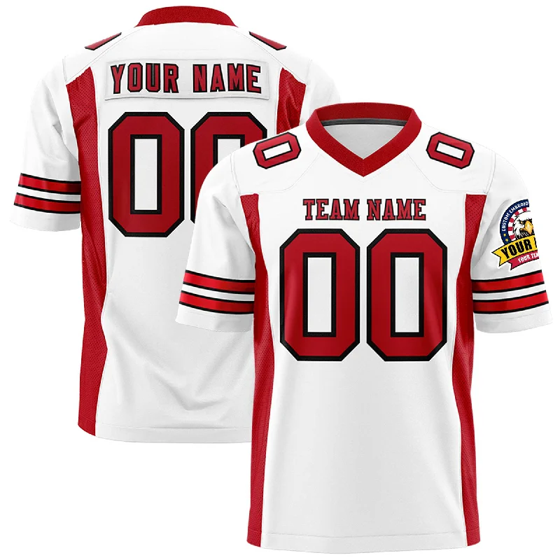 Custom White Red Personalized Insert Color Design Authentic Football Jersey Laid