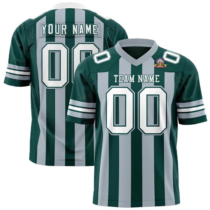 Custom Midnight Green Gray Personalized Thick Stripe Design Authentic Football Jersey Luxurious Men's High Custom Midnight Green Gray Personalized Thick Stripe Design Authentic Football Jersey Luxurious Men's High