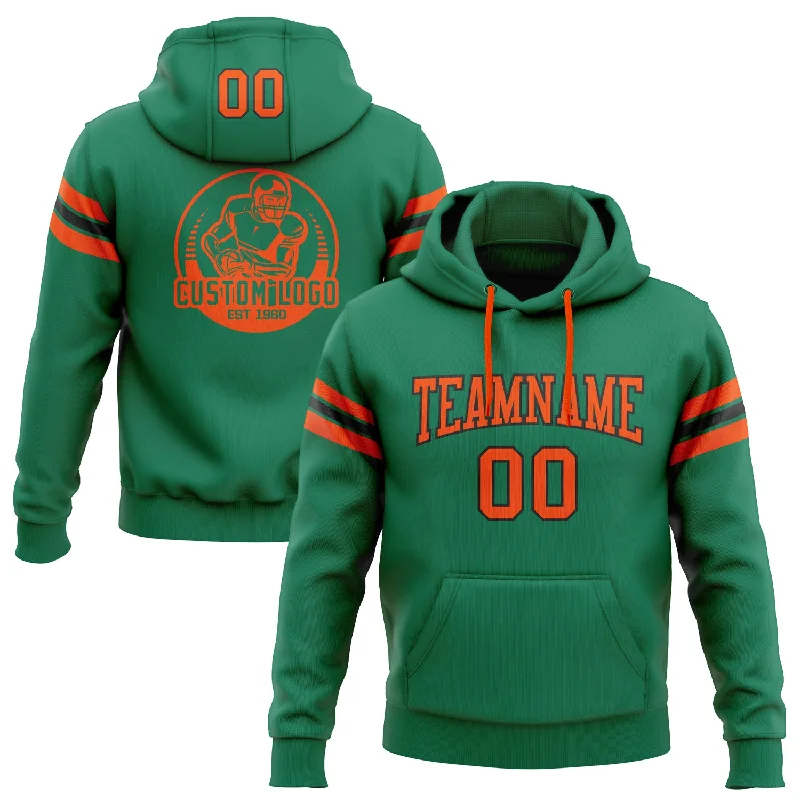 Custom Stitched Kelly Green Orange-Black Football Pullover Sweatshirt Hoodie Masculine Men's Thick Custom Stitched Kelly Green Orange-Black Football Pullover Sweatshirt Hoodie Masculine Men's Thick
