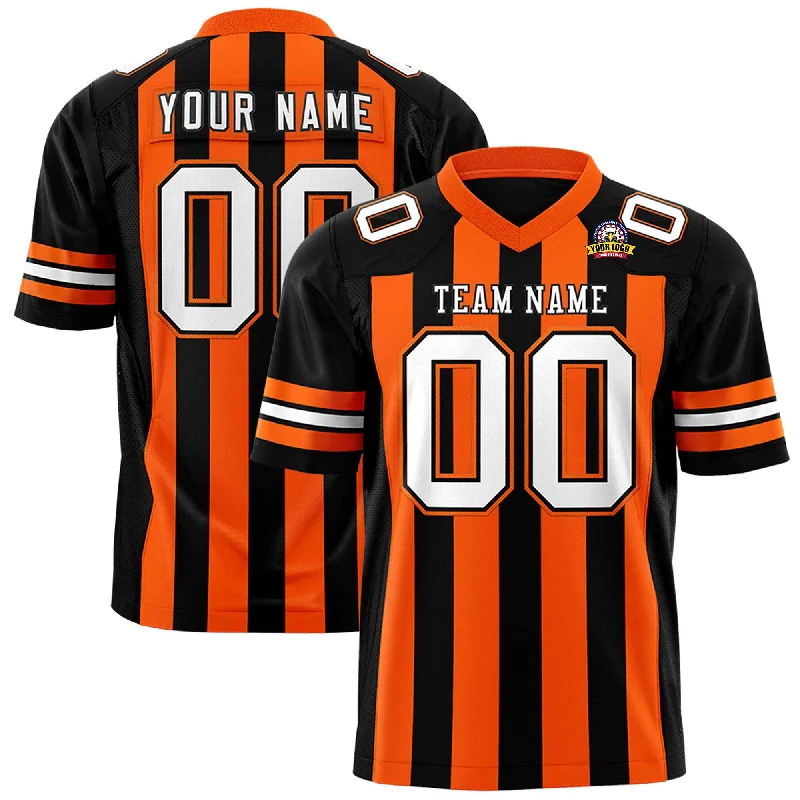 Custom Black Orange Personalized Thick Stripe Design Authentic Football Jersey Minimalist Men's Casual Custom Black Orange Personalized Thick Stripe Design Authentic Football Jersey Minimalist Men's Casual