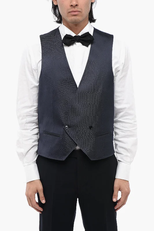 Corneliani Silk Double Breasted Waistcoat With Martingale Sophisticated Men's French Corneliani Silk Double Breasted Waistcoat With Martingale Sophisticated Men's French