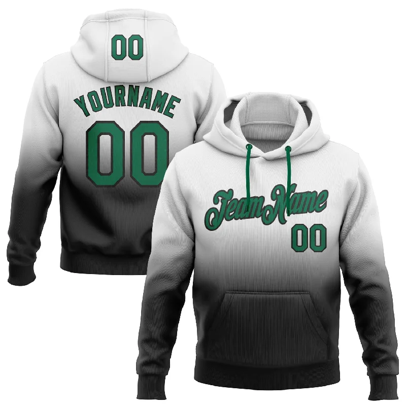 Custom Stitched White Kelly Green-Black Fade Fashion Sports Pullover Sweatshirt Hoodie Practical Men's Multi Custom Stitched White Kelly Green-Black Fade Fashion Sports Pullover Sweatshirt Hoodie Practical Men's Multi