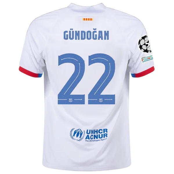 Nike Barcelona İlkay Gündoğan Away Jersey w/ Champions League Patches 23/24 (White/Royal Blue) Adventure Nike Barcelona İlkay Gündoğan Away Jersey w/ Champions League Patches 23/24 (White/Royal Blue) Adventure