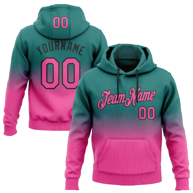 Custom Stitched Teal Pink-Black Fade Fashion Sports Pullover Sweatshirt Hoodie Polished Men's Silk Custom Stitched Teal Pink-Black Fade Fashion Sports Pullover Sweatshirt Hoodie Polished Men's Silk