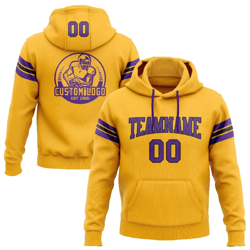 Custom Stitched Gold Purple-Black Football Pullover Sweatshirt Hoodie Refined Men's Classic Custom Stitched Gold Purple-Black Football Pullover Sweatshirt Hoodie Refined Men's Classic
