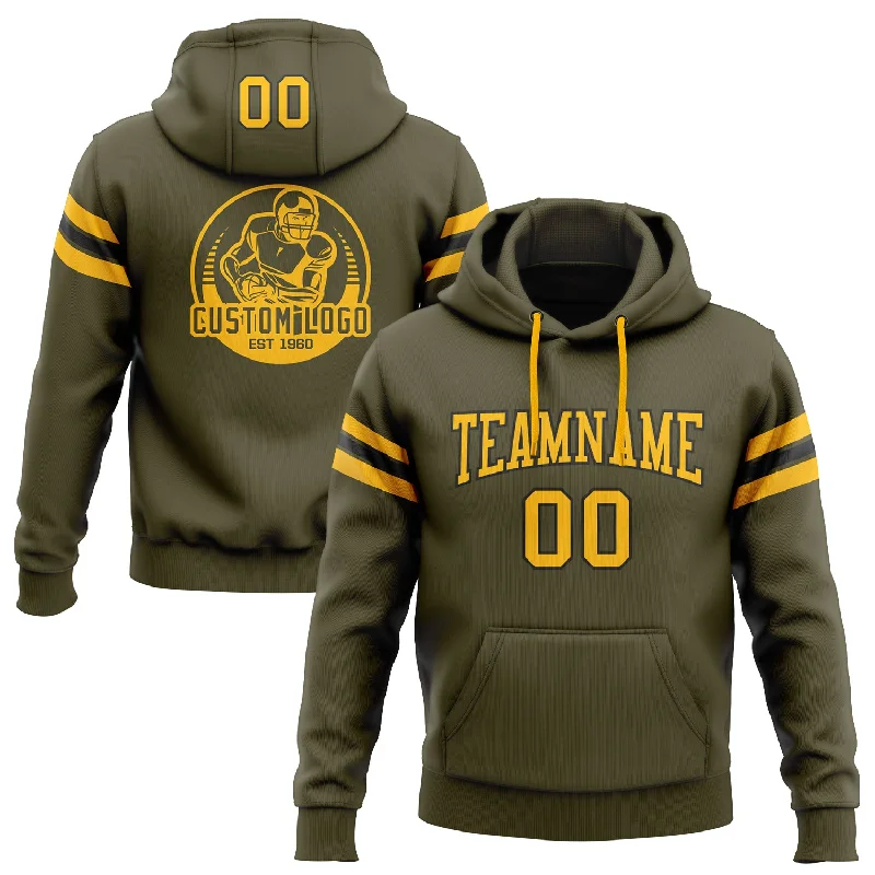Custom Stitched Olive Gold-Black Football Pullover Sweatshirt Salute To Service Hoodie Hip Men's Retro Custom Stitched Olive Gold-Black Football Pullover Sweatshirt Salute To Service Hoodie Hip Men's Retro