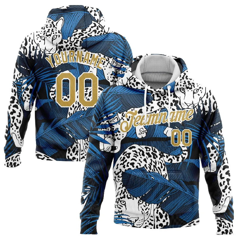 Custom Stitched Navy Old Gold-White 3D Pattern Design Leopard And Tropical Plants Sports Pullover Sweatshirt Hoodie Stylish Men's Tropical Custom Stitched Navy Old Gold-White 3D Pattern Design Leopard And Tropical Plants Sports Pullover Sweatshirt Hoodie Stylish Men's Tropical