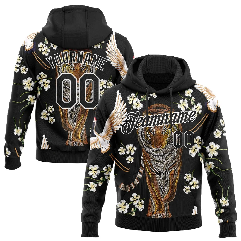 Custom Stitched Black White 3D Pattern Design Tiger And Crane Sports Pullover Sweatshirt Hoodie Confident Men's Power Custom Stitched Black White 3D Pattern Design Tiger And Crane Sports Pullover Sweatshirt Hoodie Confident Men's Power