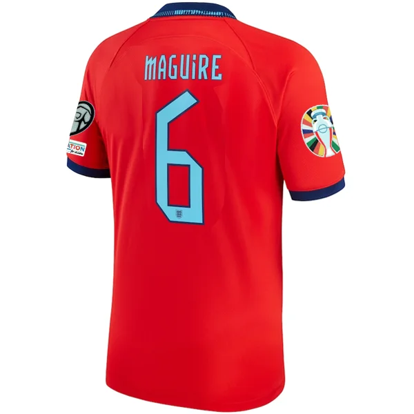 Nike England Harry Maguire Away Jersey 22/23 w/ Euro Qualifier Patches (Challenge Red/Blue Void) Laid Nike England Harry Maguire Away Jersey 22/23 w/ Euro Qualifier Patches (Challenge Red/Blue Void) Laid