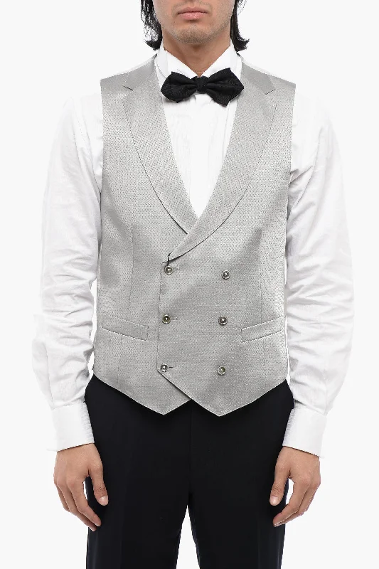 Corneliani Cc Collection Two-Tone Double Breasted Waistcoat Minimalist Men's Casual 
