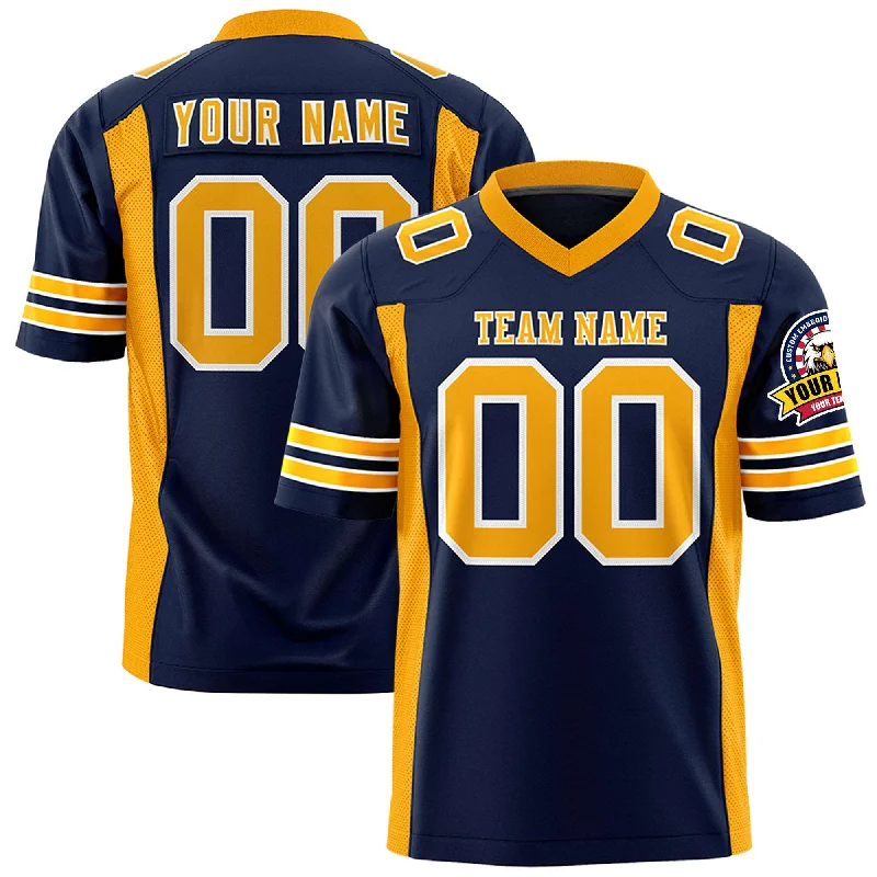Custom Navy Yellow Personalized Insert Color Design Authentic Football Jersey Youthful Men's Anime Custom Navy Yellow Personalized Insert Color Design Authentic Football Jersey Youthful Men's Anime