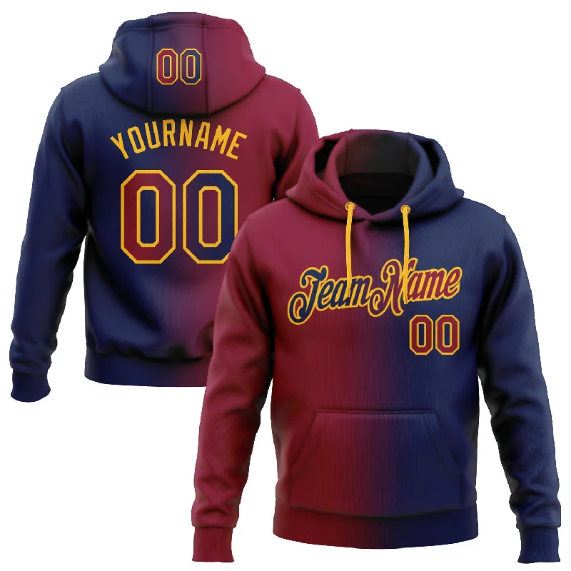 Custom Stitched Navy Maroon-Gold Gradient Fashion Sports Pullover Sweatshirt Hoodie Refined Men's Velvet Custom Stitched Navy Maroon-Gold Gradient Fashion Sports Pullover Sweatshirt Hoodie Refined Men's Velvet