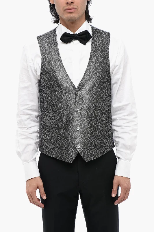 Corneliani Plant Motif Silk Academy Cerimo Waistcoat Rugged Men's Outdoor 