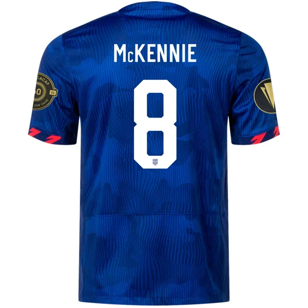 Nike Mens United States Weston McKennie Away Jersey w/ Gold Cup Patches 23/24 (Hyper Royal/Loyal Blue) Refined Men's Classic Nike Mens United States Weston McKennie Away Jersey w/ Gold Cup Patches 23/24 (Hyper Royal/Loyal Blue) Refined Men's Classic