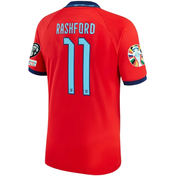 Nike England Marcus Rashford Away Jersey 22/23 w/ Euro Qualifier Patches (Challenge Red/Blue Void) Cozy Men's Winter Nike England Marcus Rashford Away Jersey 22/23 w/ Euro Qualifier Patches (Challenge Red/Blue Void) Cozy Men's Winter
