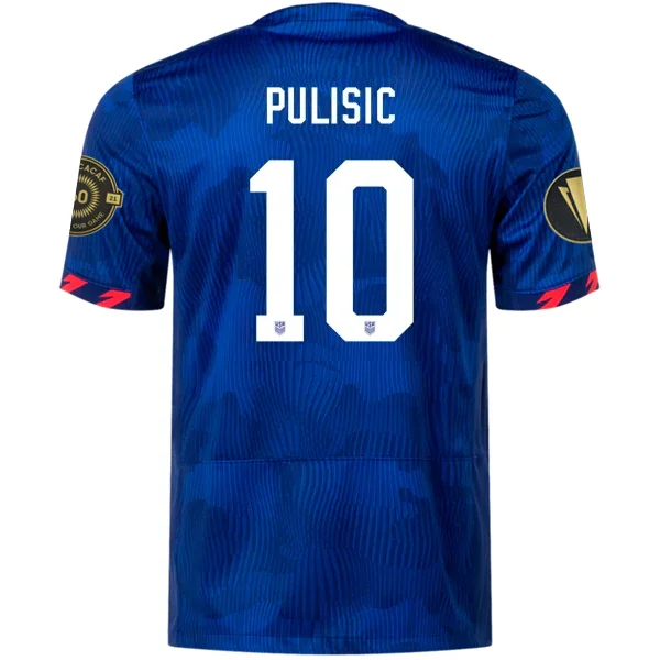 Nike Mens United States Christian Pulisic Away Jersey w/ Gold Cup Patches 23/24 (Hyper Royal/Loyal Blue) Cool Men's Distressed Nike Mens United States Christian Pulisic Away Jersey w/ Gold Cup Patches 23/24 (Hyper Royal/Loyal Blue) Cool Men's Distressed