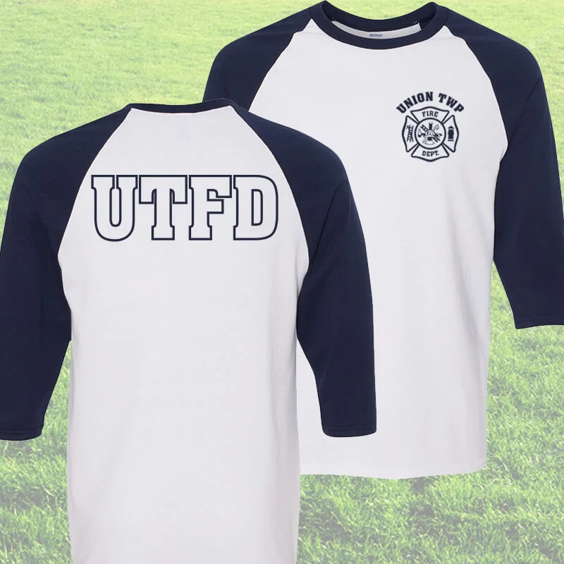 Custom Firefighter Raglan Baseball Jersey Maltese Letters - G570 - CAD Lumberjack