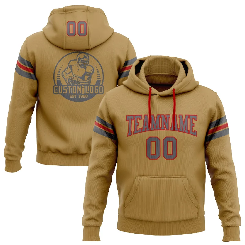 Custom Stitched Old Gold Steel Gray-Red Football Pullover Sweatshirt Hoodie Elegant Men's Cashmere Custom Stitched Old Gold Steel Gray-Red Football Pullover Sweatshirt Hoodie Elegant Men's Cashmere