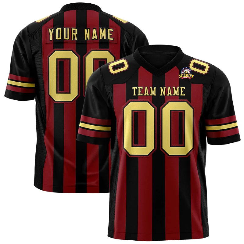 Custom Black Crimson Personalized Thick Stripe Design Authentic Football Jersey Sporty Men's Tennis Custom Black Crimson Personalized Thick Stripe Design Authentic Football Jersey Sporty Men's Tennis