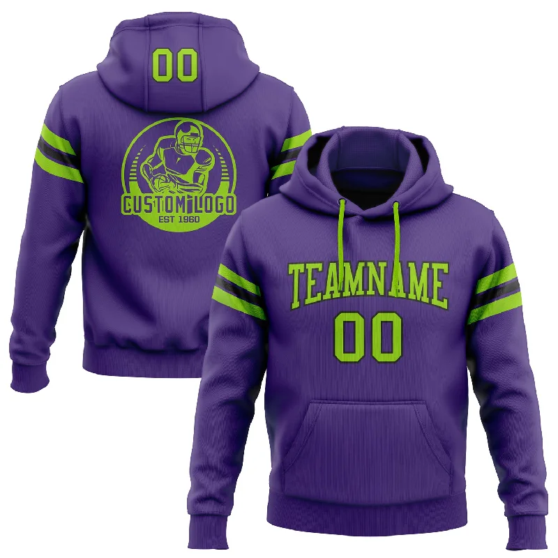 Custom Stitched Purple Neon Green-Black Football Pullover Sweatshirt Hoodie Sporty Men's Tennis Custom Stitched Purple Neon Green-Black Football Pullover Sweatshirt Hoodie Sporty Men's Tennis