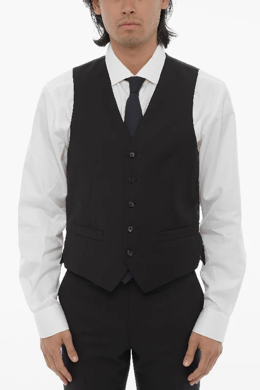 Corneliani Trend Solid Color Virgin Wool Waistcoat With Jetted Pocket Luxurious Men's High Corneliani Trend Solid Color Virgin Wool Waistcoat With Jetted Pocket Luxurious Men's High