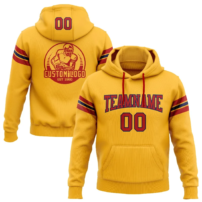 Custom Stitched Gold Red-Navy Football Pullover Sweatshirt Hoodie Sophisticated Men's French Custom Stitched Gold Red-Navy Football Pullover Sweatshirt Hoodie Sophisticated Men's French