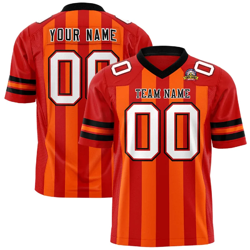 Custom Red Orange Personalized Thick Stripe Design Authentic Football Jersey Masculine Men's Thick Custom Red Orange Personalized Thick Stripe Design Authentic Football Jersey Masculine Men's Thick